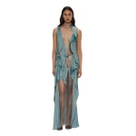 Christopher Esber Kacere Towel Drape Column Skirt in Washed Green | Skirts | Luxury Shoes 