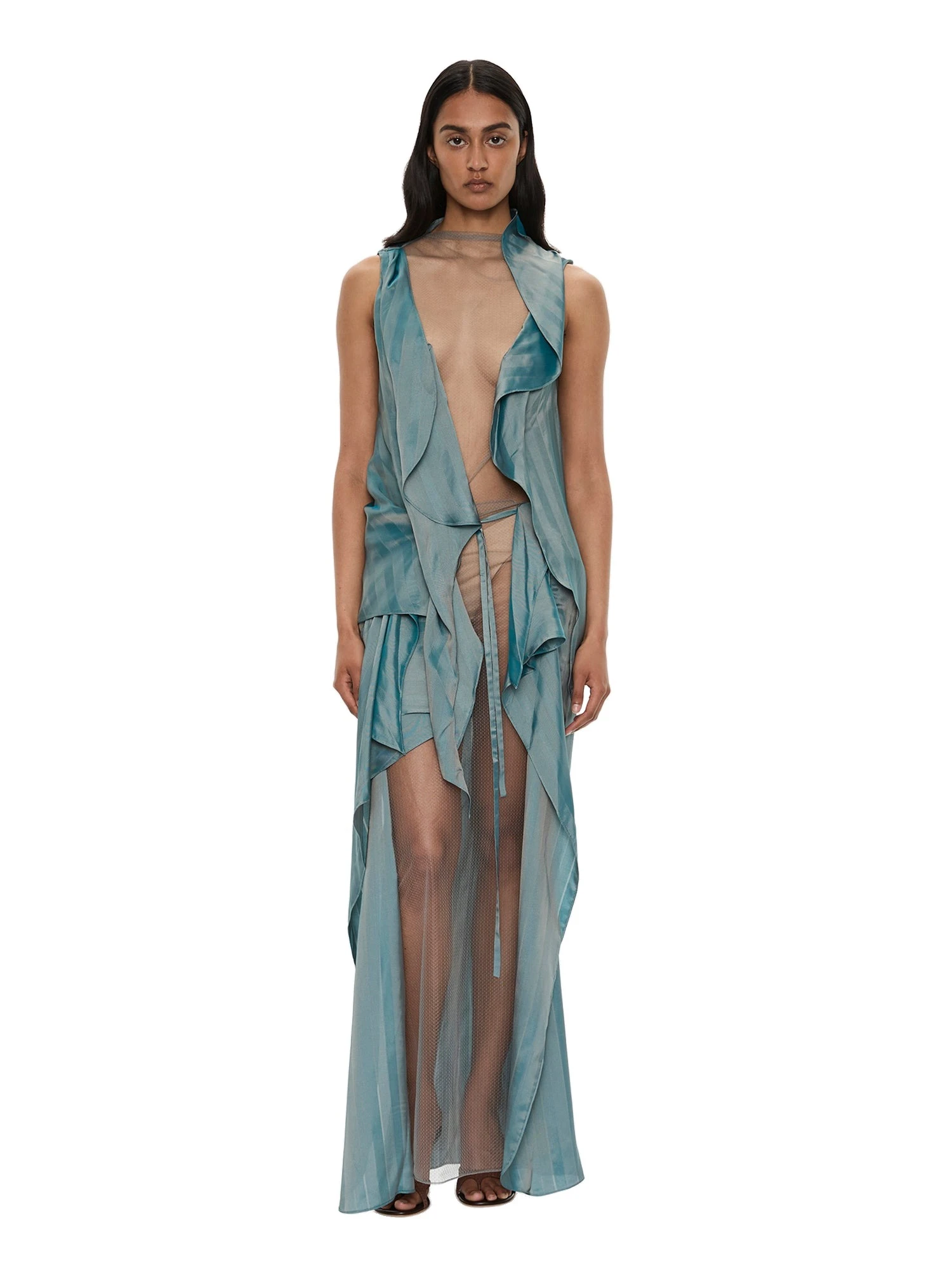 Christopher Esber Kacere Towel Drape Column Skirt in Washed Green Christopher Esber Kacere Towel Drape Column Skirt in Washed Green | Skirts | Luxury Shoes