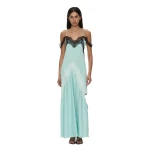 Christopher Esber Keira Split Lace Cutaway Dress in Mystic Mint Multi | Maxi Dresses | Luxury Shoes 