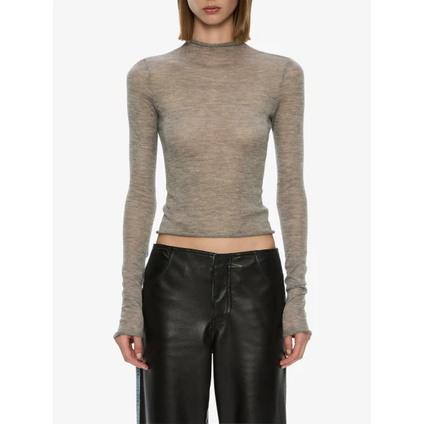 Christopher Esber Lenny Cashmere Long Sleeve Knit Top in Grey Marle | Sweaters | Luxury Shoes 