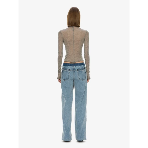 Christopher Esber Lenny Cashmere Long Sleeve Knit Top in Grey Marle | Sweaters | Luxury Shoes 