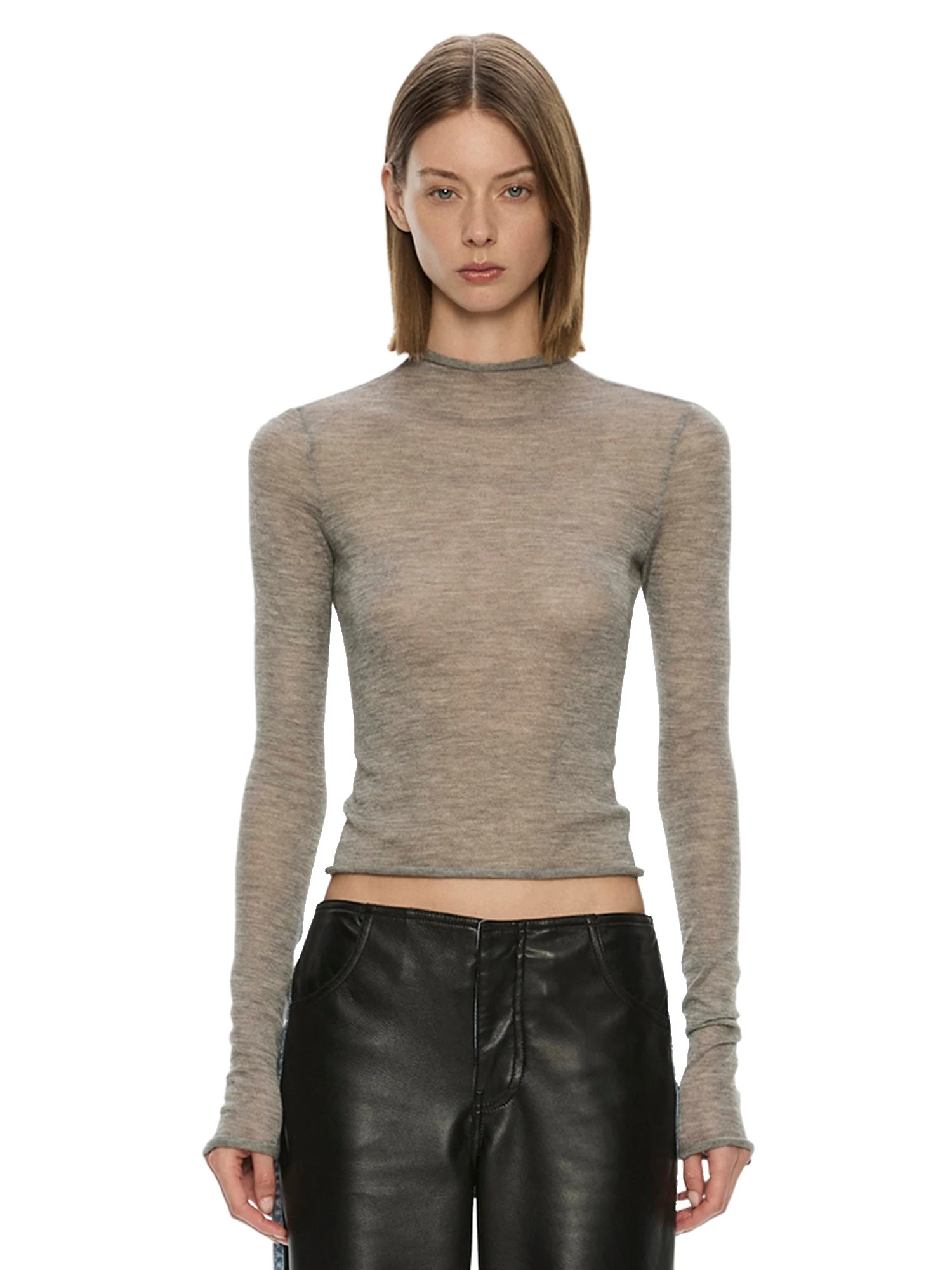 Christopher Esber Lenny Cashmere Long Sleeve Knit Top in Grey Marle Christopher Esber Lenny Cashmere Long Sleeve Knit Top in Grey Marle | Sweaters | Luxury Shoes