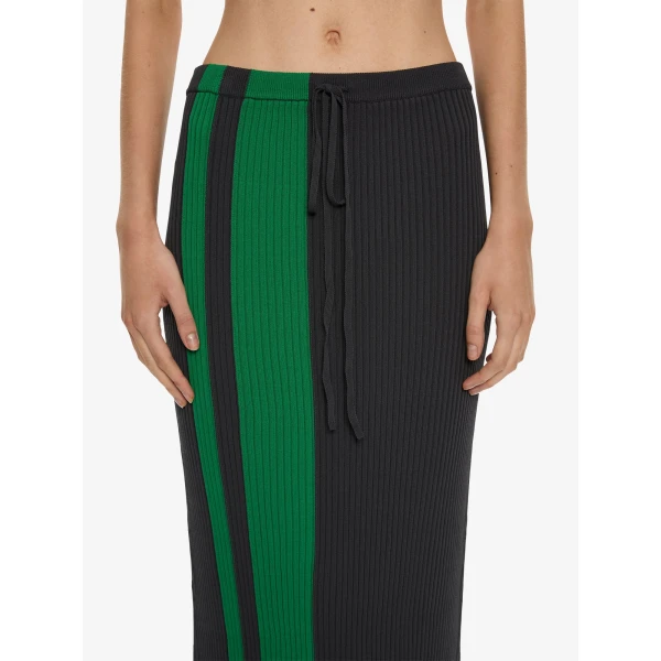 Christopher Esber Mach Stripe Tie Skirt in Rallye Green Black | Skirts | Luxury Shoes 