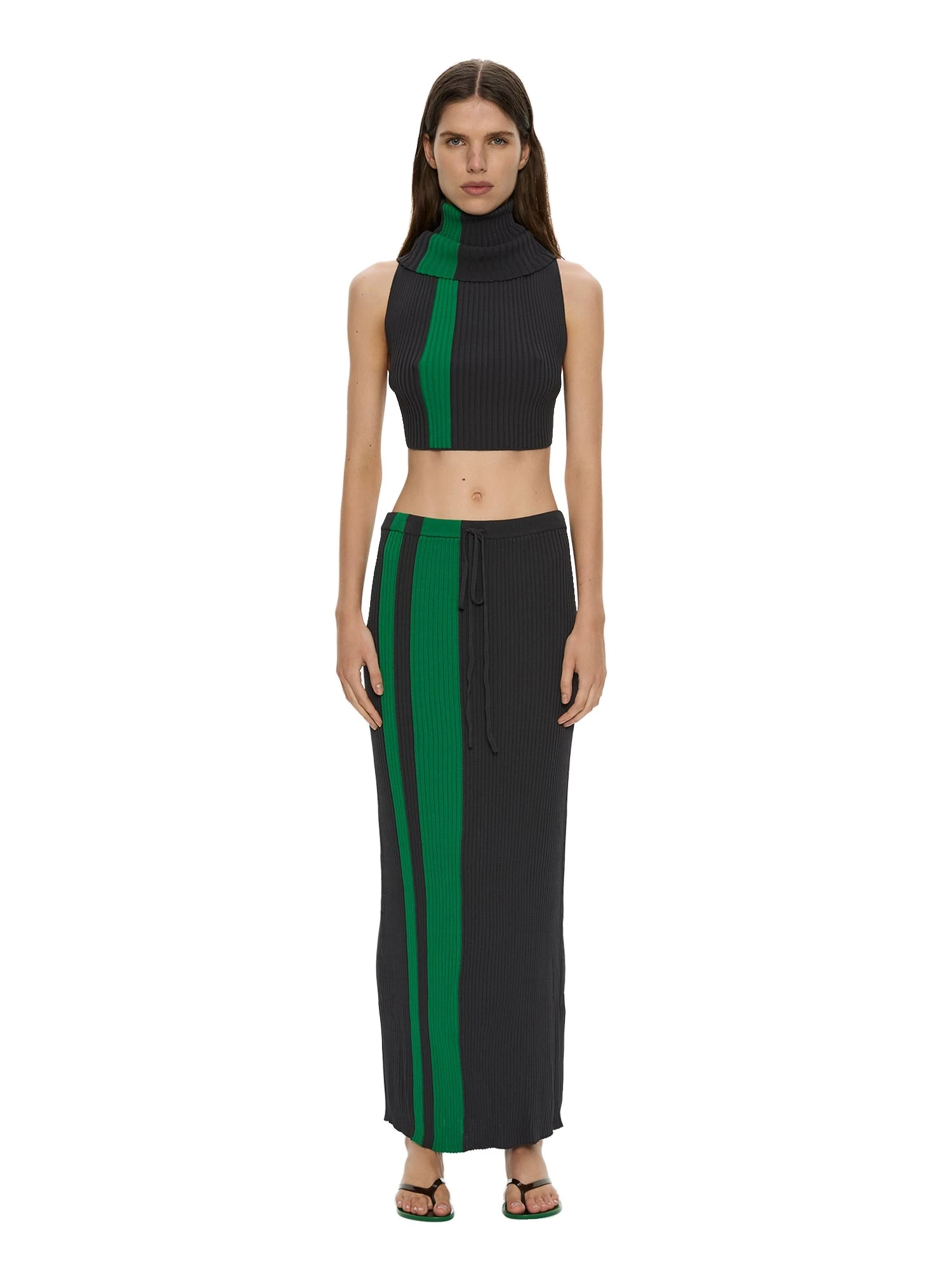 Christopher Esber Mach Stripe Tie Skirt in Rallye Green Black Christopher Esber Mach Stripe Tie Skirt in Rallye Green Black | Skirts | Luxury Shoes