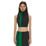 Christopher Esber Mach Stripe Turtleneck Crop in Rallye Green Black | Tops | Luxury Shoes 