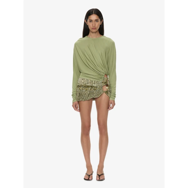 Christopher Esber Manto Long Sleeve Jersey Top in Fennel | Long Sleeve | Luxury Shoes 