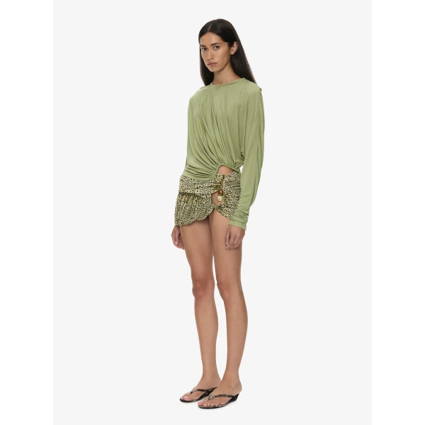 Christopher Esber Manto Long Sleeve Jersey Top in Fennel | Long Sleeve | Luxury Shoes 