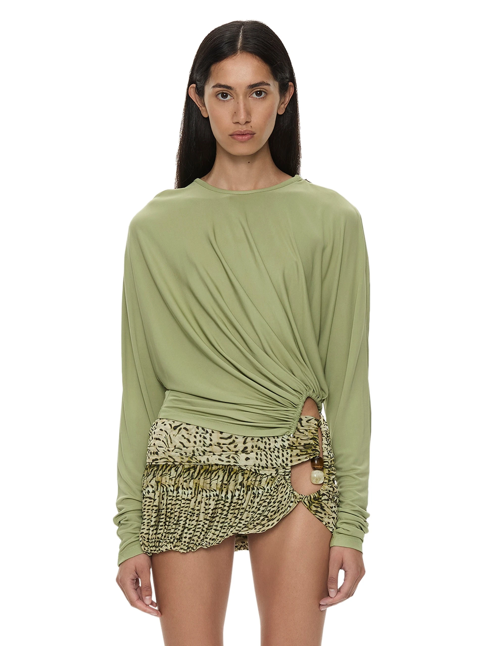 Christopher Esber Manto Long Sleeve Jersey Top in Fennel Christopher Esber Manto Long Sleeve Jersey Top in Fennel | Long Sleeve | Luxury Shoes