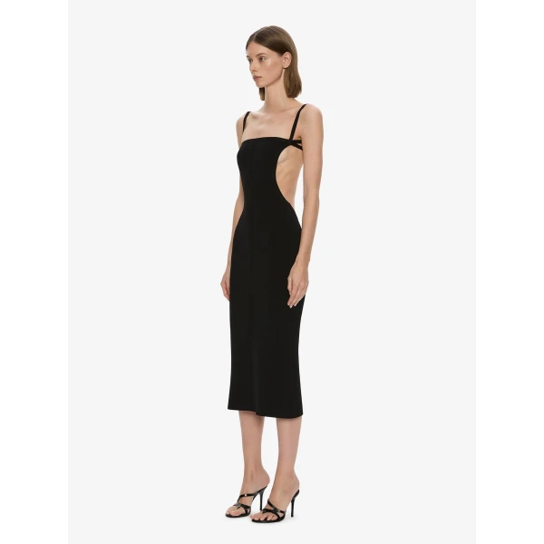 Christopher Esber Mara Contour Knit Dress in Black | Midi Dresses | Luxury Shoes 