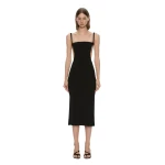 Christopher Esber Mara Contour Knit Dress in Black | Midi Dresses | Luxury Shoes 