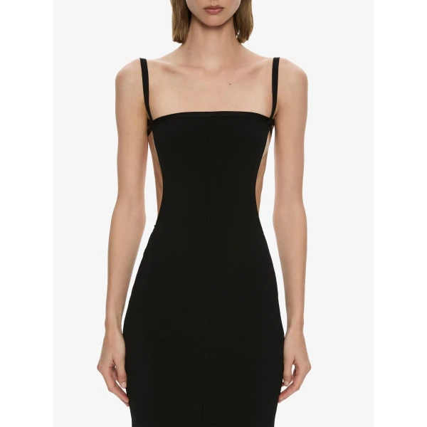 Christopher Esber Mara Contour Knit Dress in Black | Midi Dresses | Luxury Shoes 