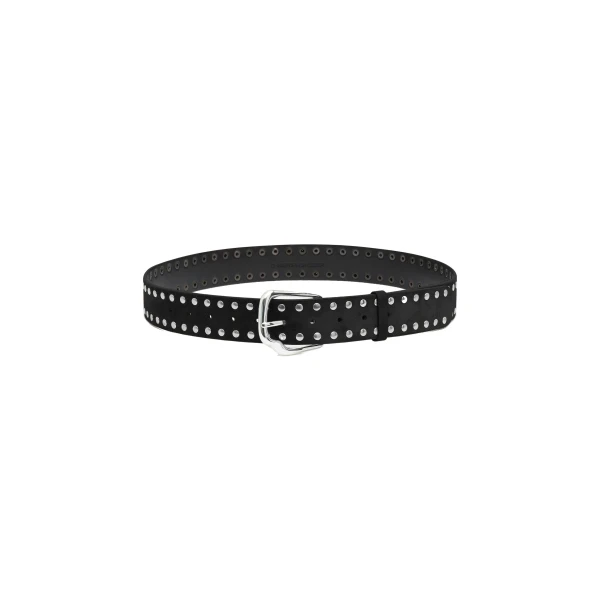 Maverick Suede Studded Belt in Black Silver Buckle