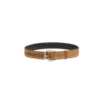 Christopher Esber Maverick Suede Studded Belt in Russet Silver Buckle | Belts | Luxury Shoes 