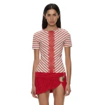 Christopher Esber Mavis V-Neck Tee in Flame White | T-shirts | Luxury Shoes 