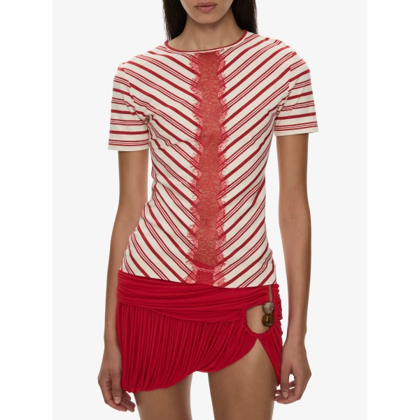 Christopher Esber Mavis V-Neck Tee in Flame White | T-shirts | Luxury Shoes 