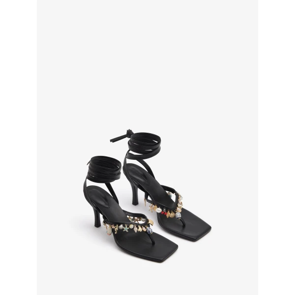 Christopher Esber Memento Charm Flip Flop Heel in Black | Flip Flops & Slides | Luxury Shoes 