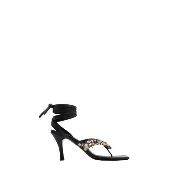 Christopher Esber Memento Charm Flip Flop Heel in Black | Flip Flops & Slides | Luxury Shoes 