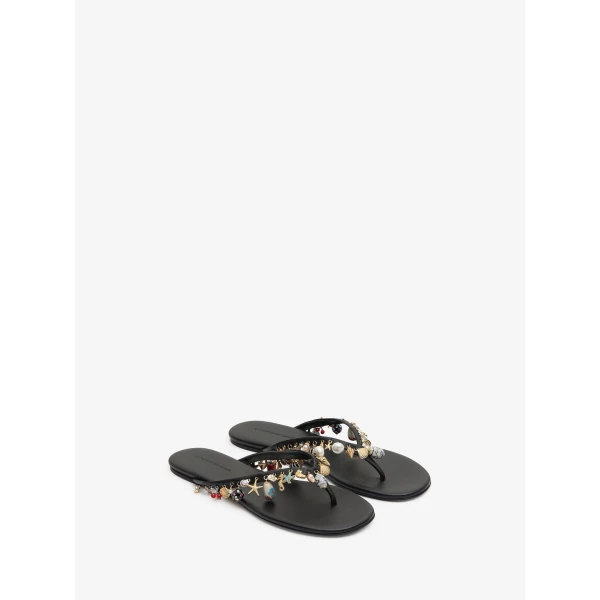 Christopher Esber Memento Charm Flip Flop in Black | Flip Flops & Slides | Luxury Shoes 