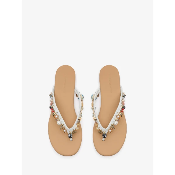 Christopher Esber Memento Charm Flip Flop in White | Flip Flops & Slides | Luxury Shoes 