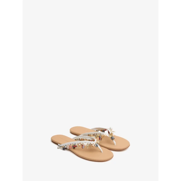 Christopher Esber Memento Charm Flip Flop in White | Flip Flops & Slides | Luxury Shoes 