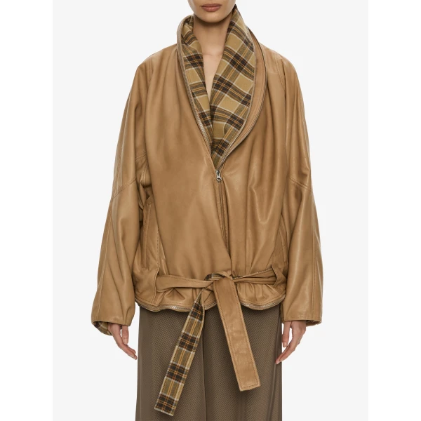 Christopher Esber Mercer Double Jacket in Sand Check | Jackets | Luxury Shoes 