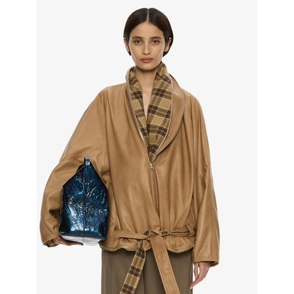 Christopher Esber Mercer Double Jacket in Sand Check | Jackets | Luxury Shoes 