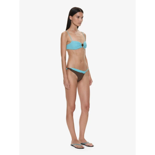 Christopher Esber Mineral Stone Ruched Bikini Top in Mineral Turquoise | Bikini | Luxury Shoes 