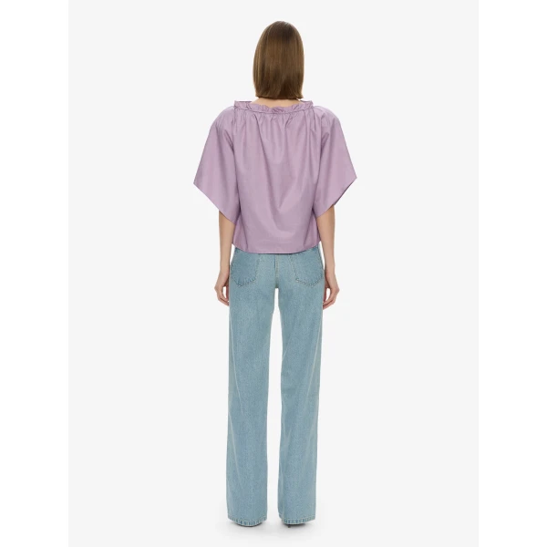 Christopher Esber Mirage Palm Poplin Top in Faded Lilac | Tops | Luxury Shoes 