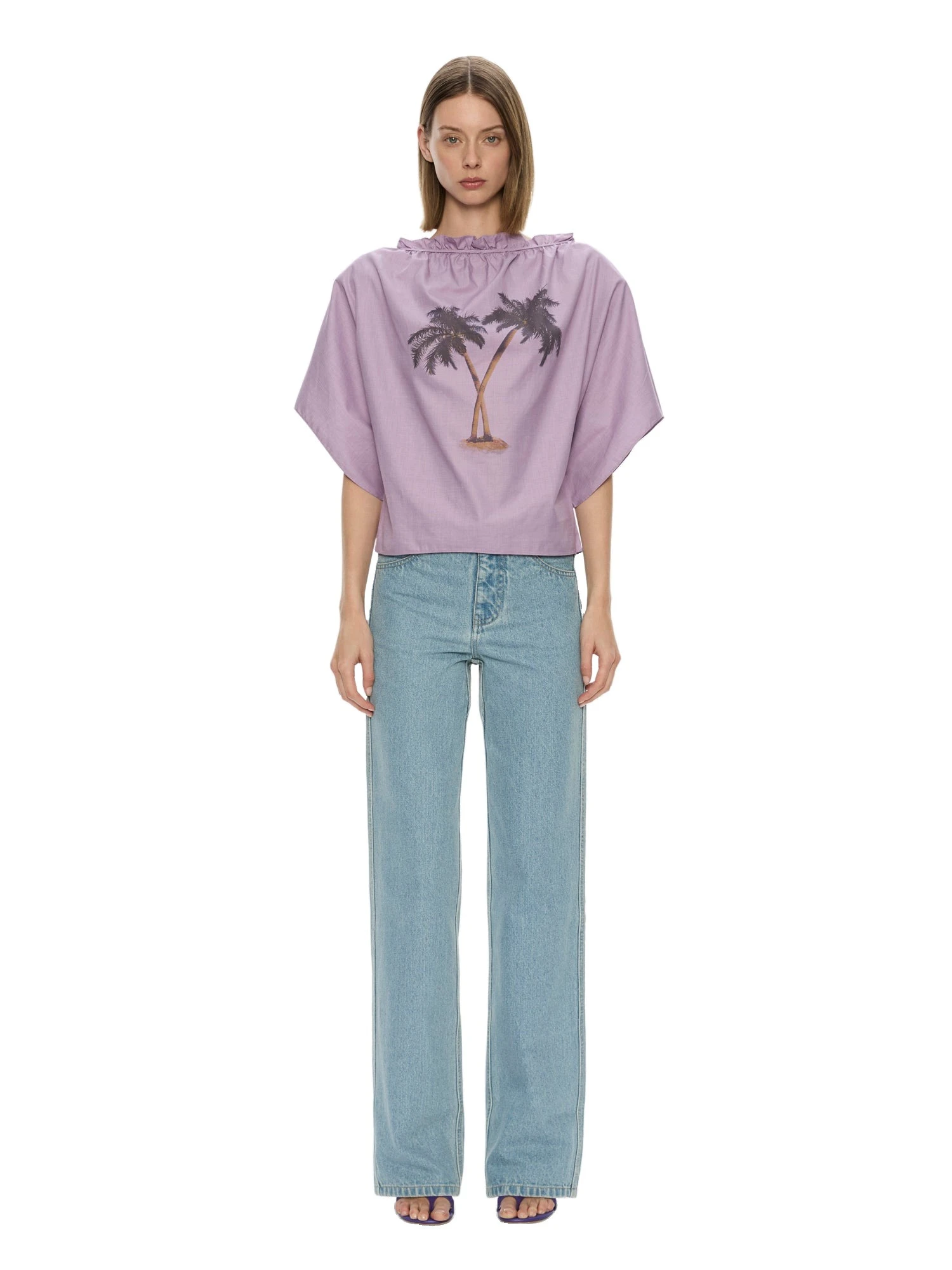 Christopher Esber Mirage Palm Poplin Top in Faded Lilac Christopher Esber Mirage Palm Poplin Top in Faded Lilac | Tops | Luxury Shoes