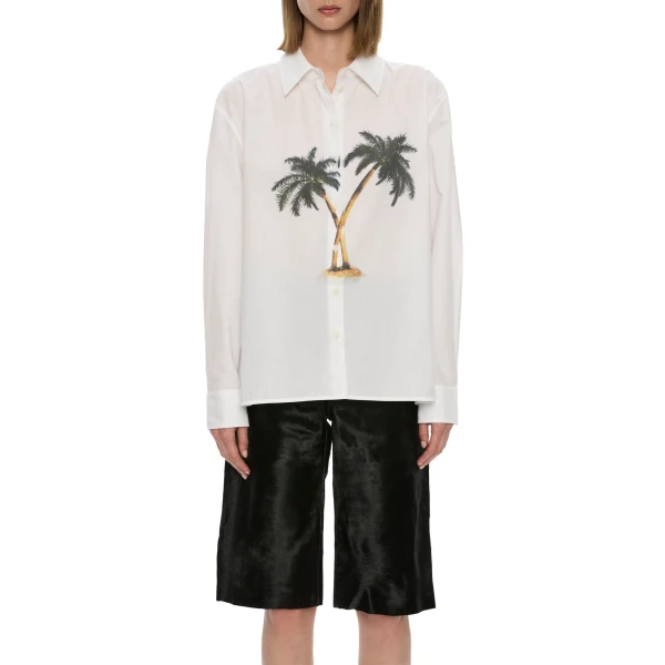 Mirage Palm Shirt in White Mirage Palm Print