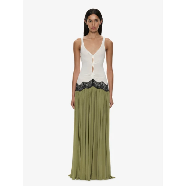 Christopher Esber Open Twist Verner Lace Tank Dress in Fennel White | Maxi Dresses | Luxury Shoes 