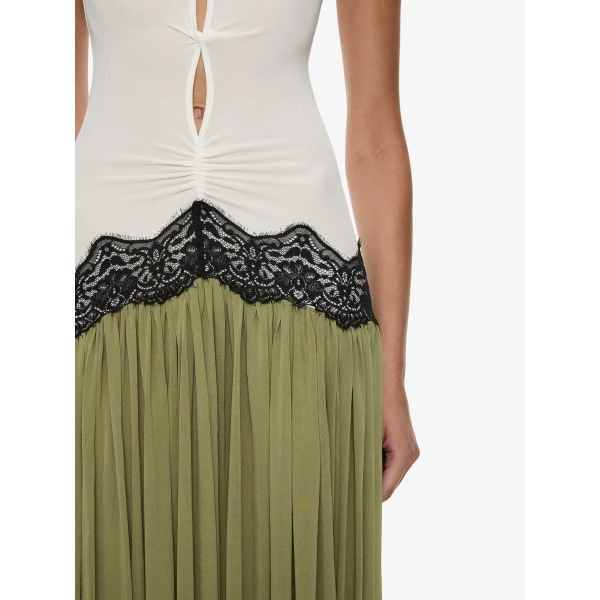 Christopher Esber Open Twist Verner Lace Tank Dress in Fennel White | Maxi Dresses | Luxury Shoes 