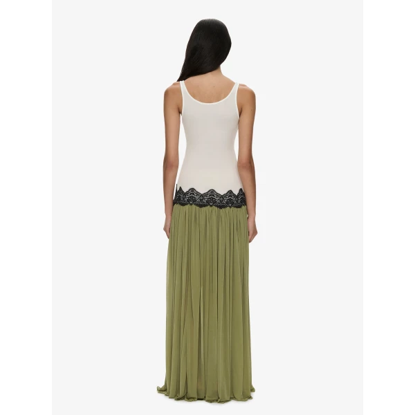 Christopher Esber Open Twist Verner Lace Tank Dress in Fennel White | Maxi Dresses | Luxury Shoes 