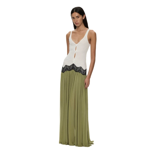 Open Twist Verner Lace Tank Dress in Fennel White