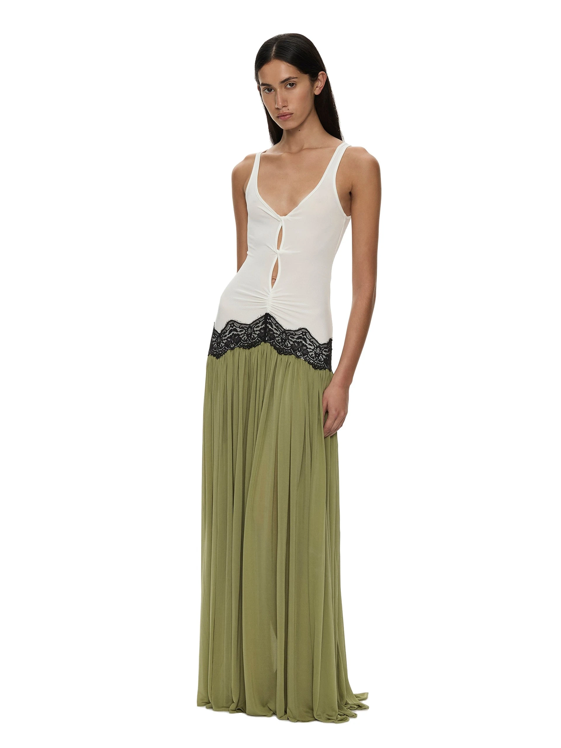 Christopher Esber Open Twist Verner Lace Tank Dress in Fennel White Christopher Esber Open Twist Verner Lace Tank Dress in Fennel White | Maxi Dresses | Luxury Shoes