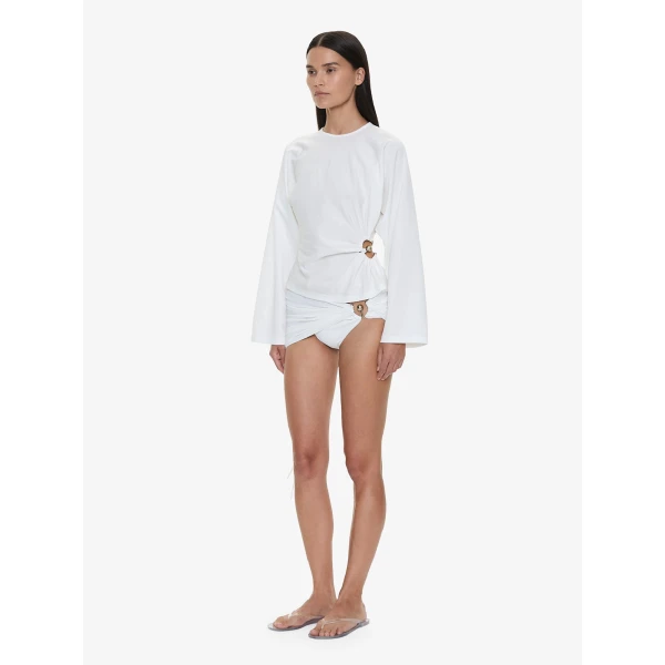 Christopher Esber Orbit Ruched Magyar Top in White | Tops | Luxury Shoes 