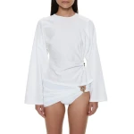 Christopher Esber Orbit Ruched Magyar Top in White | Tops | Luxury Shoes 