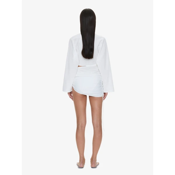 Christopher Esber Orbit Ruched Magyar Top in White | Tops | Luxury Shoes 