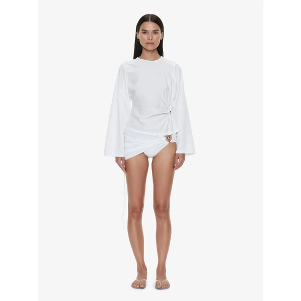 Christopher Esber Orbit Ruched Magyar Top in White | Tops | Luxury Shoes 