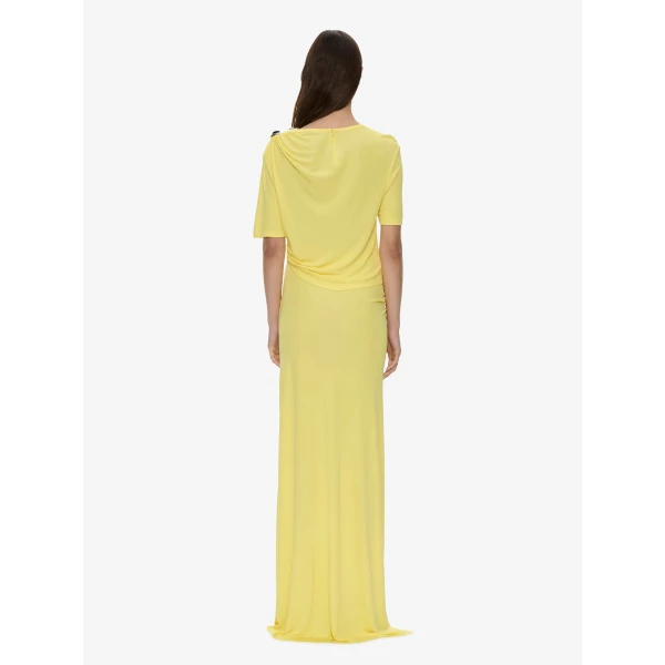 Christopher Esber Orica Crystal Ruched Jersey Tee in Targa Yellow | T-shirts | Luxury Shoes 