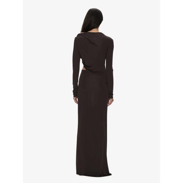 Christopher Esber Orica Crystal Ruched Long Sleeve Top in Molasses | Long Sleeve | Luxury Shoes 