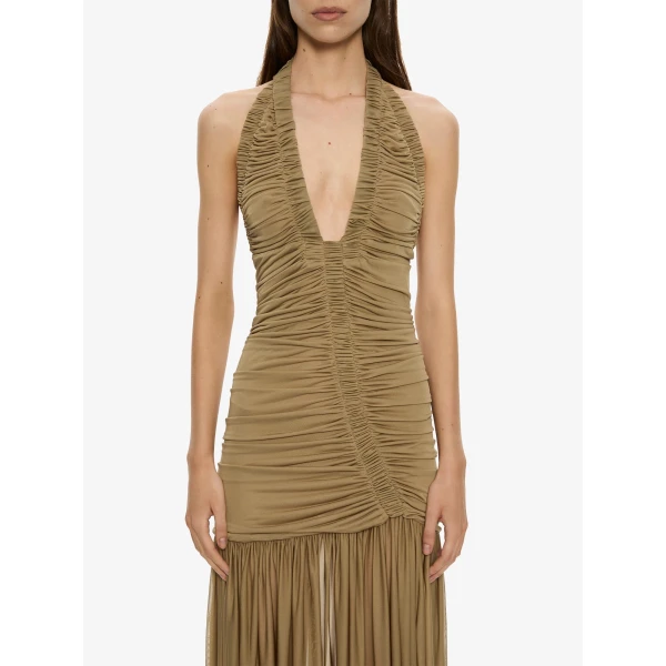 Christopher Esber Orion Gown in Khaki | Evening Gowns | Luxury Shoes 