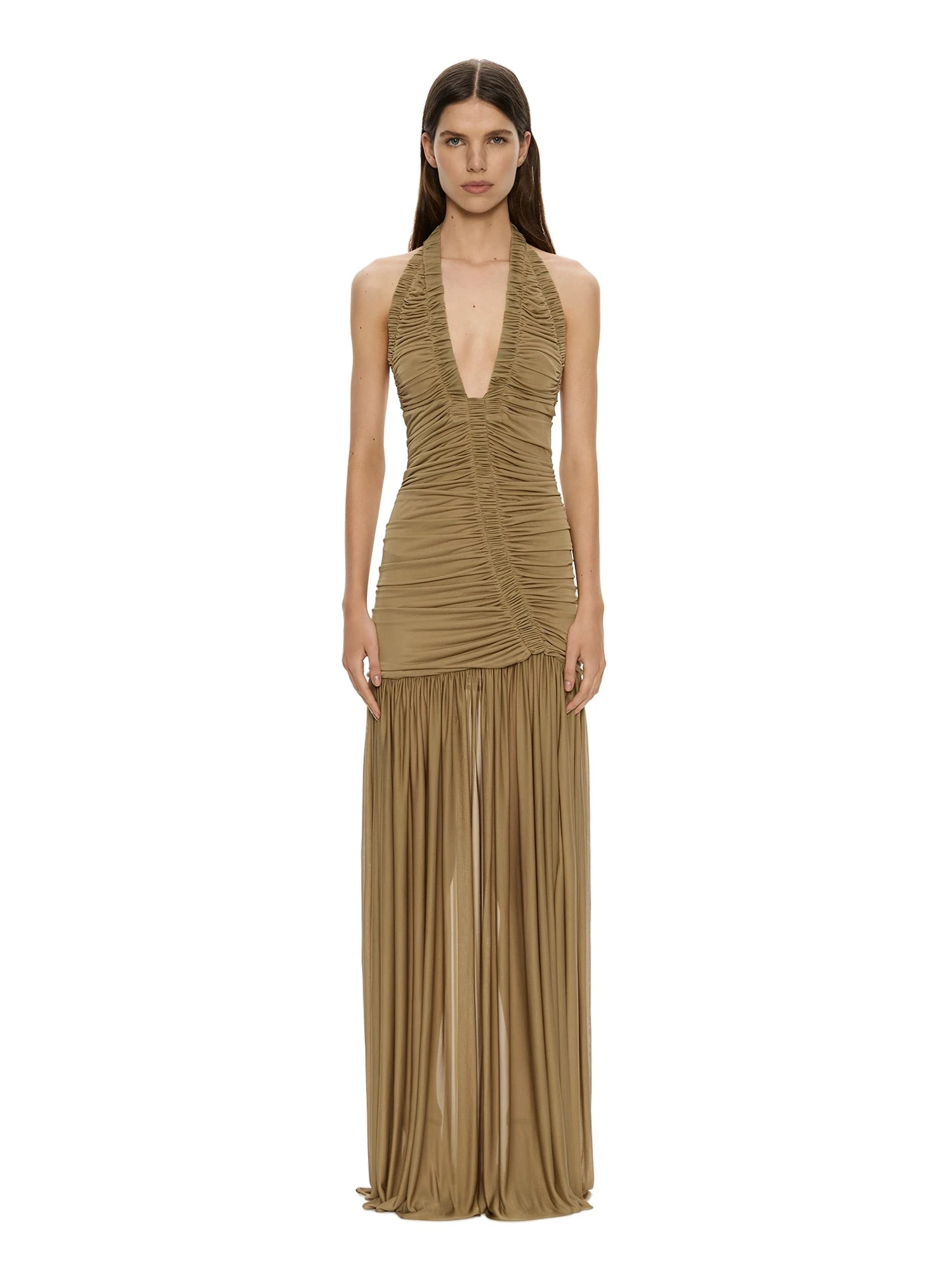 Christopher Esber Orion Gown in Khaki Christopher Esber Orion Gown in Khaki | Evening Gowns | Luxury Shoes