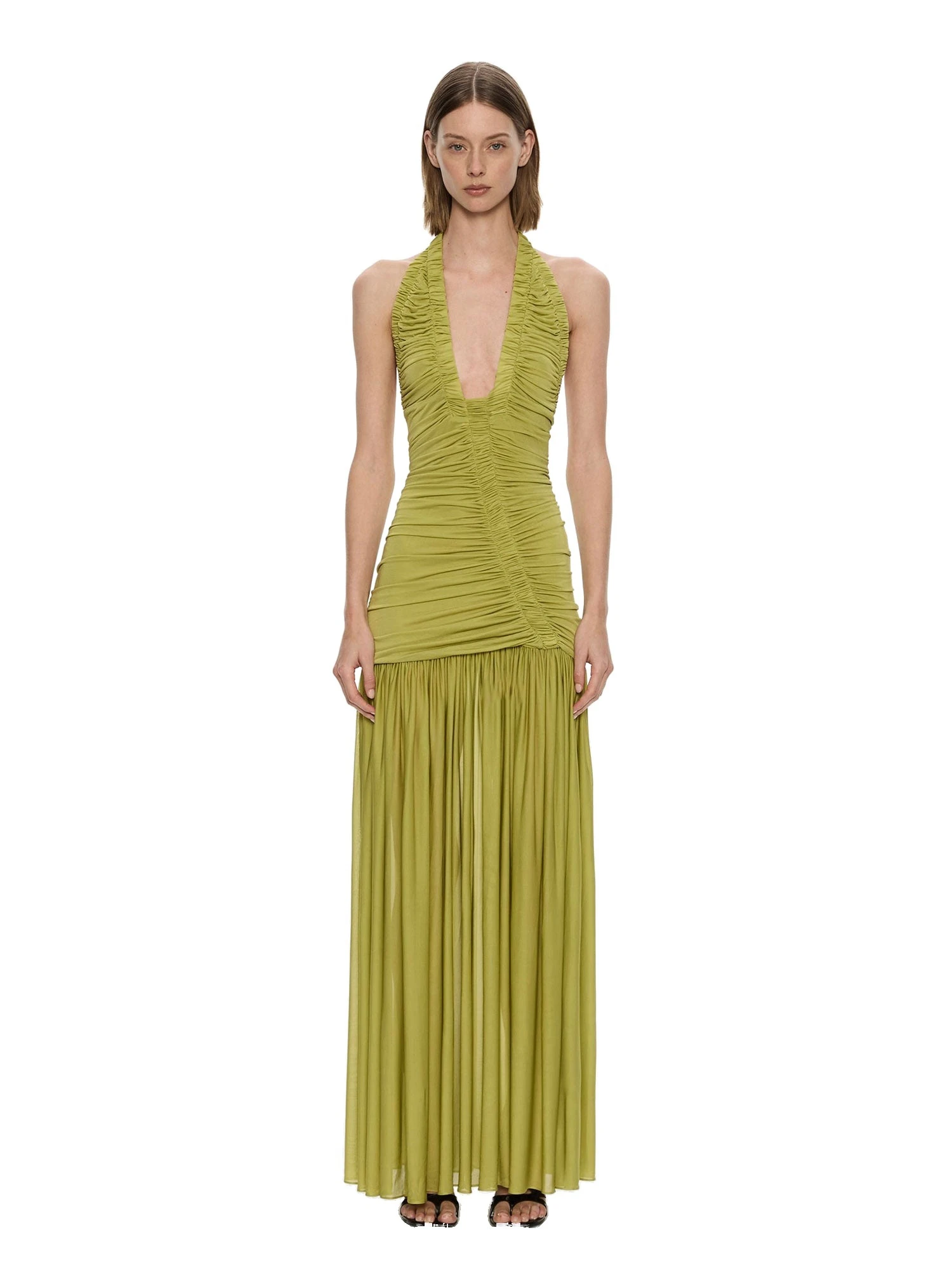 Christopher Esber Orion Gown in Limed Olive Christopher Esber Orion Gown in Limed Olive | Evening Gowns | Luxury Shoes