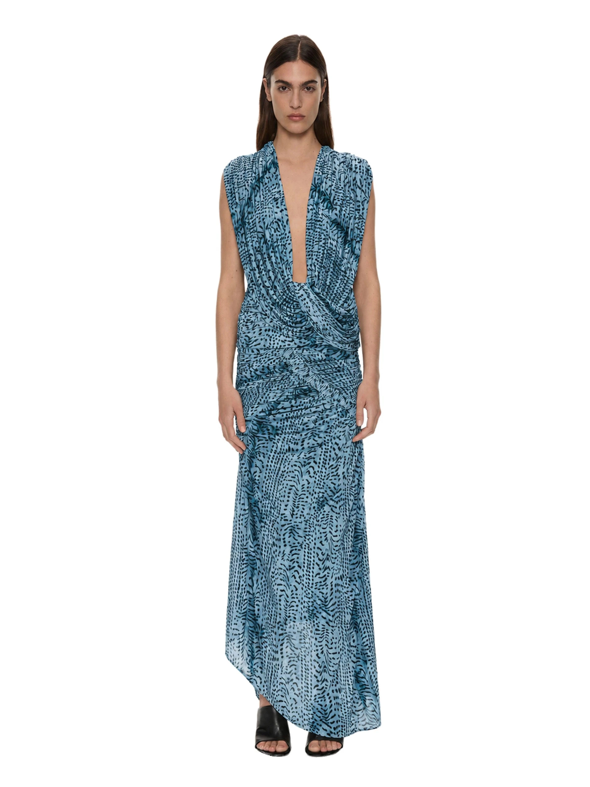Christopher Esber Orion Midi Skirt in Feathered Petrol Christopher Esber Orion Midi Skirt in Feathered Petrol | Midi Skirts | Luxury Shoes