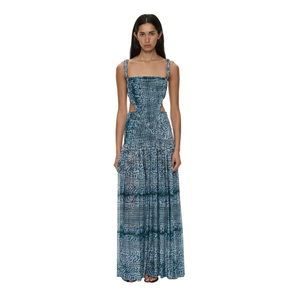 Christopher Esber Orion Separation Gown in Feathered Petrol | Evening Gowns | Luxury Shoes 