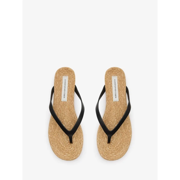 Christopher Esber Palma Flip Flop in Black Natural | Flip Flops & Slides | Luxury Shoes 