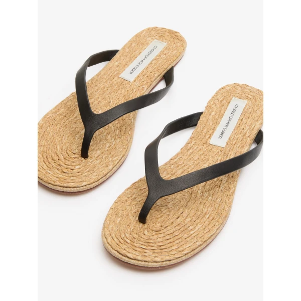 Christopher Esber Palma Flip Flop in Black Natural | Flip Flops & Slides | Luxury Shoes 