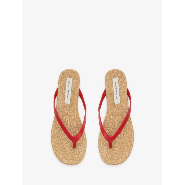 Christopher Esber Palma Flip Flop in Carmine Red Natural | Flip Flops & Slides | Luxury Shoes 