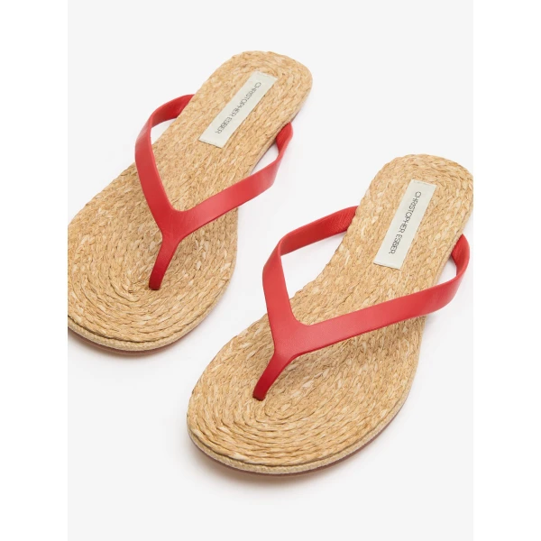 Christopher Esber Palma Flip Flop in Carmine Red Natural | Flip Flops & Slides | Luxury Shoes 